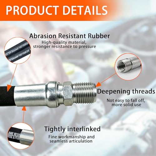 Autovo Hydraulic Hose 3/4" Hydraulic Hose with Male NPT X Male NPT 72" Long 3118 psi, Black - size: 72"L x 0.75"W