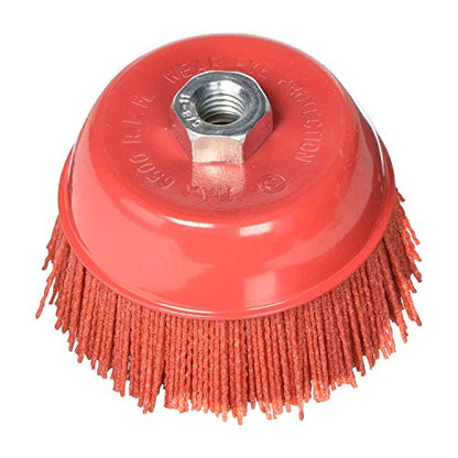 Al's Liner Abrasive 180 Grit Nylon Bristle Cup Brush - 6 Inch - Safe for Use on Metal, Wood, Aluminum and Plastic Surfaces (TOOR6) - size: 6"