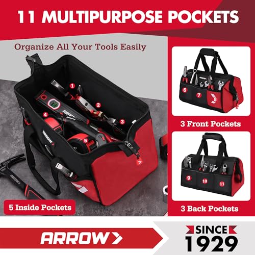 ARROW 14" Heavy Duty Tool Bag with Reflective Band, Tool Organizer Bag - size: 14 Inch