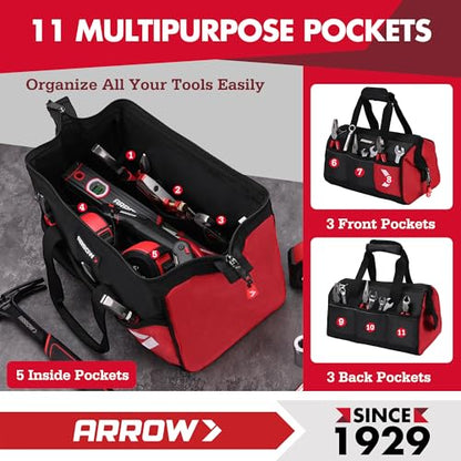 ARROW 14" Heavy Duty Tool Bag with Reflective Band, Tool Organizer Bag - size: 14 Inch