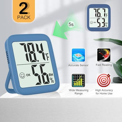 Antonki 2 Pack Room Thermometer Indoor Hygrometer - color: 2 Pcs* Navy Blue