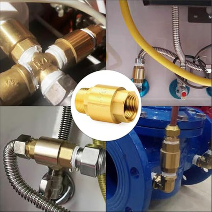 ChillWaves Brass In-Line Spring Check Valve 1-1/2" NPT Male x 1-1/2" NPT Female Thread, One-Way Non-return Vertical Check Valve for Backflow Prevention(1-PACK) - size: 1-1/2" MNPT x 1-1/2" FNPT