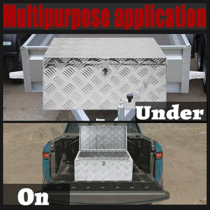 30x18x14 Inch Heavy Duty Pickup Storage Box Diamond Plate Portable Toolboxes Aluminum Underbody Truck Tool Box with Buckle Lock and Keys Suitable for Truck Bed Pickup RV Trailer - size: 30" L x18" W x14" H