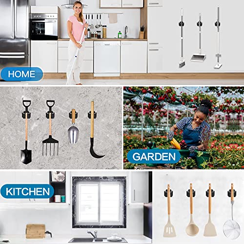 JAMEND CLXP 24 PCS Broom and Mop Holder, Heavy Duty Garden Tool Organizer Rack Rake and Shovel Handle, Stainless Steel Mop Hanger. Wall Mounted Utility Rack with Screws, Silver. - color: Silver-24, size: 24