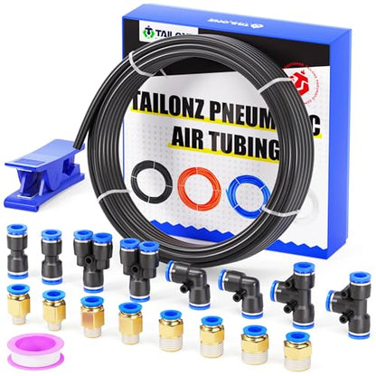 TAILONZ Black 8mm OD 5mm ID PU Air Hose Pipe Tube Kit 10 Meter 32.8ft - color: Black, size: 8mm OD/32.8ft/10m