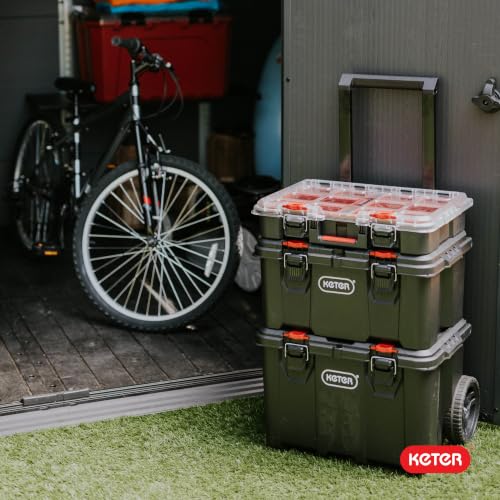 Keter Stack N Rolling Tool Box Modular Storage System 3 Piece - color: Black/Red, size: 3PC System