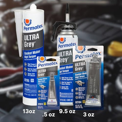 Permatex 82194 Ultra Grey Rigid High-Torque RTV Silicone Gasket Maker, 3.0 oz. - size: 3 Fl. Oz., style: Ultra Grey