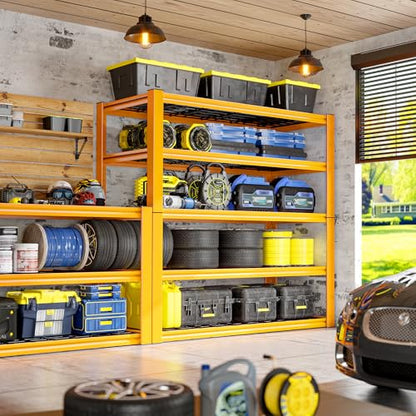 REIBII Storage Shelves, 40''W Garage Shelving, Heavy Duty Metal Shelving 2000LBS, Metal Shelves 5 Tier Industrial Shelf for Kitchen Pantry Warehouse Basement 72" H x 40''W x 17.8''D, Yellow - size: 72"H x 17.8"D x 40"W