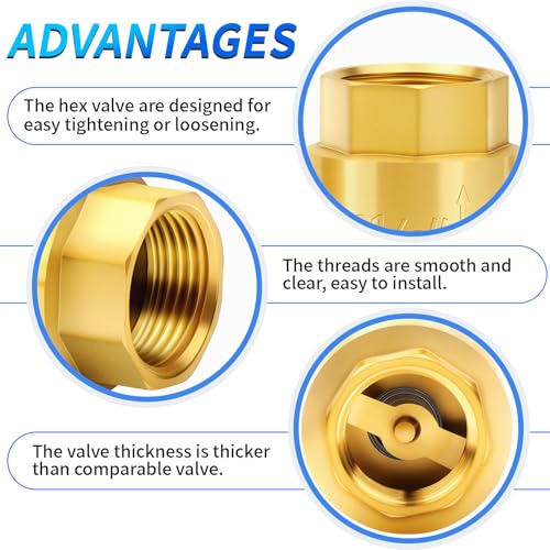 ChillWaves Brass In-Line Spring Check Valve 1-1/4" NPT Male x 1-1/4" NPT Female Thread, One-Way Non-return Vertical Check Valve for Backflow Prevention(1-PACK) - size: 1-1/4" MNPT x 1-1/4" FNPT