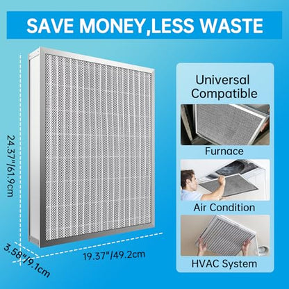 UBeesize 20x25x4 Air Filter Reusable Washable - size: 19.4" x 24.4" x 3.6"