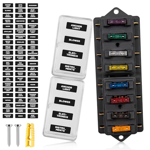 RED WOLF Car 8-Way Blade Fuse Block Box Standard Circuit Fuses for Boat Marine Auto RV Car Trailer Truck SUV Power Distribution Panel Damp-Proof Cover DC 10-32V, Waterproof - size: 8 Way