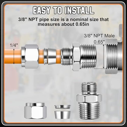 1/4"OD Compression x 3/8" NPT Male Union Coupling Connector - size: 1/4"OD Compression x 3/8" NPT Male