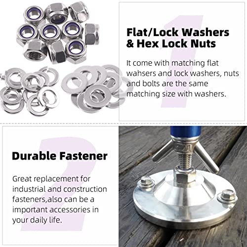 Swpeet 150Pcs Metric 304 Stainless Steel M6 Hex Lock Nuts and M6 Flat Washers with Split Lock Washers Assortment Kit, Hex Lock Nut for Home Automotive Shop Use - size: M6 Lock Nuts with Washers & Flat Washers