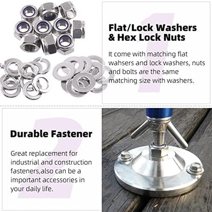 Swpeet 150Pcs Metric 304 Stainless Steel M6 Hex Lock Nuts and M6 Flat Washers with Split Lock Washers Assortment Kit, Hex Lock Nut for Home Automotive Shop Use - size: M6 Lock Nuts with Washers & Flat Washers