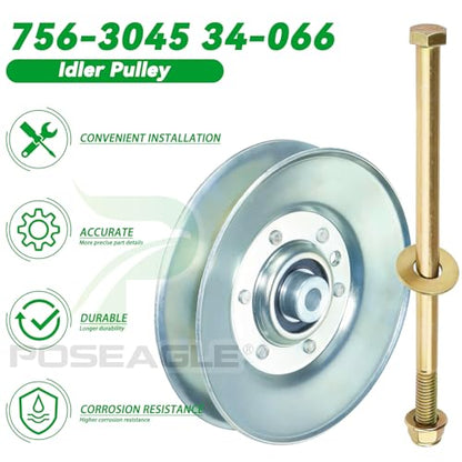 2 Pack 756-3045A Idler Pulley for Cub Cadet LT2042 2166 Lawn Mower - size: 2x756-3045