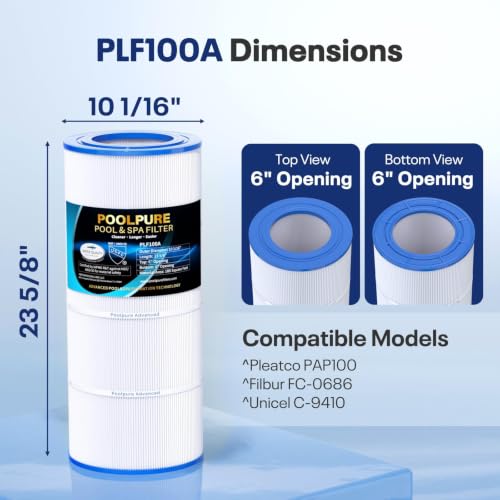 POOLPURE CC100 Pool Filter Replaces Pentair CCRP100, R173215, PAP100, 1Pack
