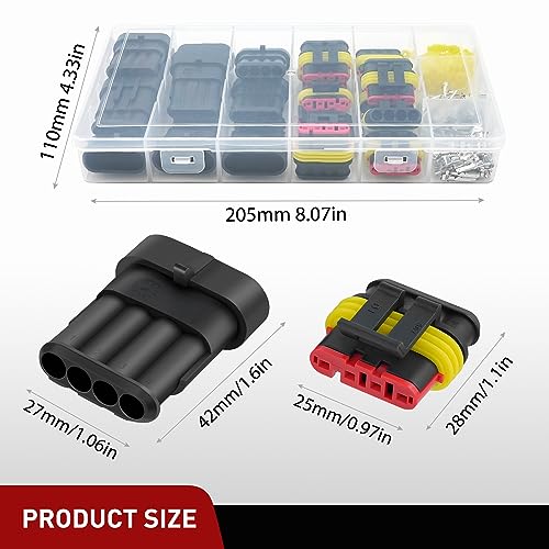 Nilight 180PCS 4 Pin Electrical Connector ‎Plug with Male Female Terminals - size: 4Pin Connector 200Pcs