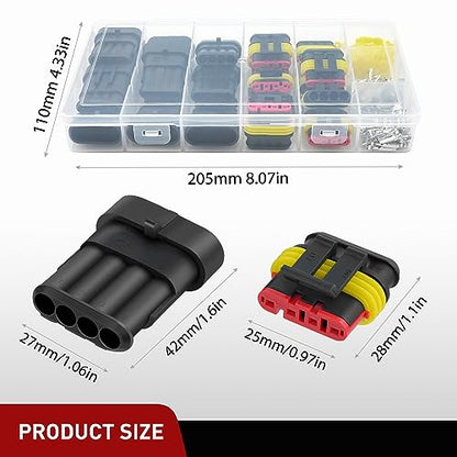 Nilight 180PCS 4 Pin Electrical Connector ‎Plug with Male Female Terminals - size: 4Pin Connector 200Pcs