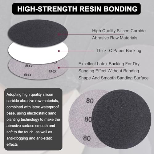 MAXMAN 3 Inch Sandpaper (75mm) Silicon Carbide Wet/Dry Hook & Loop Sanding Discs Assorted 600/800/1500/2000/3000/5000/7000/10000 Grit with 1/4 Shank Sanding Pad &Sponge Polishing Pad(82pcs) - style: 600-10000 Grit