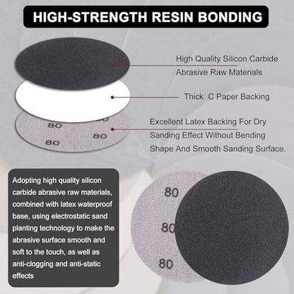 MAXMAN 3 Inch Sandpaper (75mm) Silicon Carbide Wet/Dry Hook & Loop Sanding Discs Assorted 600/800/1500/2000/3000/5000/7000/10000 Grit with 1/4 Shank Sanding Pad &Sponge Polishing Pad(82pcs) - style: 600-10000 Grit