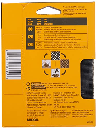 DEWALT DWAM4326 220 Grit Mesh Sheet (5 Sheets), 1/4" - size: 1/4", style: 220G, 5-Pack