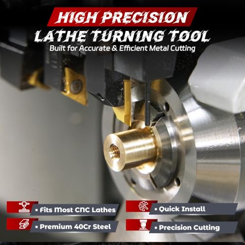 Indexable Lathe Turning Tool 21Pcs Kit 3/8'' 10mm Shank 7Pcs Metal Lathe Tools Holder Set with 14Pcs Turning Inserts for Turning Grooving Threading Boring Carbide Inserts Carbide Turning Tool - style: 7pcs 3/8'' 10mm Shanks+14pcs Inserts