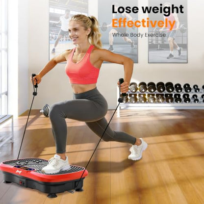AXV Vibration Plate Exercise Machine Fitness Platform Body Vibrating Board - color: SLIM.RED