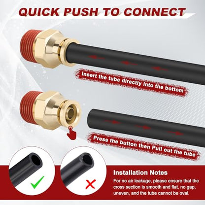 DOT Approved Male Straight Brass Union 3/8" Tube x 1/2" NPT, 10PCS - size: 3/8" OD x 1/2" NPT