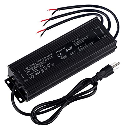 LED Driver 300Watts(100W X3)12V DC Low Voltage Output, Waterproof IP67 LED Power Supply,LED Transformer with 3-Prong Plug 3.3 Feet Cable for LED Light, Computer Project, Outdoor Light - size: 300W12V