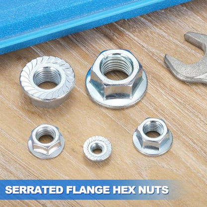 50Pcs Serrated Flange Hex Nuts-5/16-18-UNC Carbon Steel Zinc Plated - color: Blue White, size: 5/16"-18