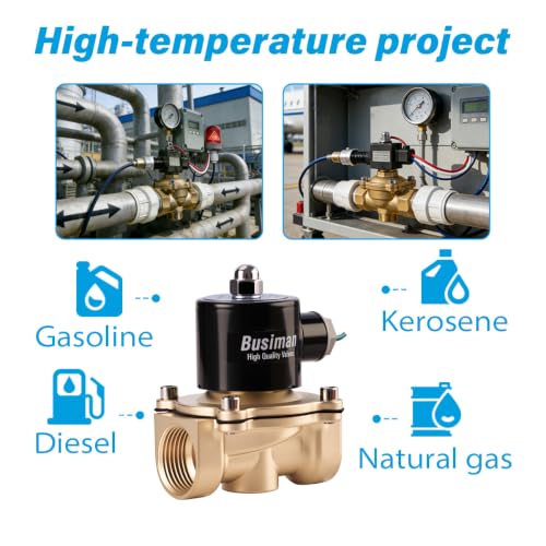 Electric Solenoid Valve 1" 110V AC Brass Normally Closed - Compatible with Water, Air, Diesel, Gas - Replaceable VITON Seal - Compact Direct Acting - color: 110VAC, size: 1"NPT