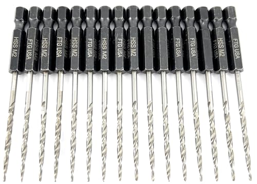 FTG USA 16Pc #4 (7/64") Replacement Countersink Drill Bit Set Tapered Bits - size: #4 (7/64"), style: 16 Bits w/o cutter