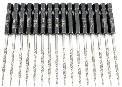 FTG USA 16Pc #4 (7/64") Replacement Countersink Drill Bit Set Tapered Bits - size: #4 (7/64"), style: 16 Bits w/o cutter