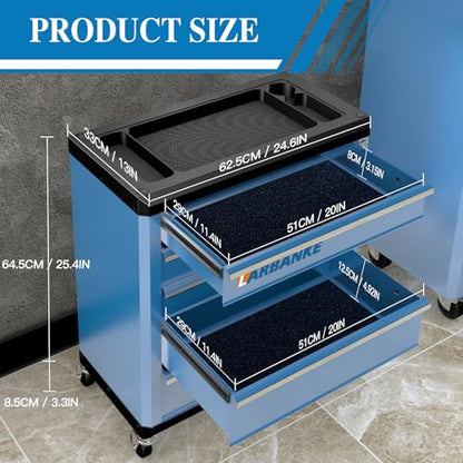 LARBANKE 5-Drawer Rolling Tool Chest with Wheels,Lock&Key,Blue Tool Cabinet - color: Blue, size: 5 drawer tool chest