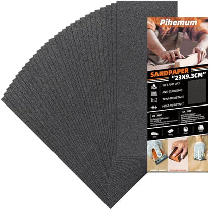30 PCS Wet Dry Sandpaper 180 Grit Sheets for Polishing & Finishing - color: 180G, size: 9x3.6 Inch