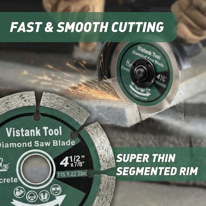 Diamond Blade for Angle Grinder 2-Pack 4.5 Inch, Cutting Discs 4 1/2 Inch, Segmented Concrete Cutting Blade for Masonry Stone Brick Granite, 7/8 Arbor Dry Wet Cut