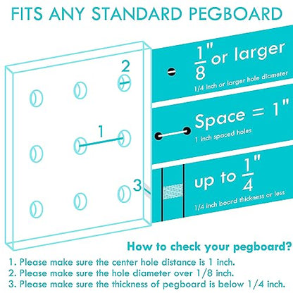 Pegboard Baskets With Hooks, 3 Pack Peg Board Wall Organizer Set (Black) - color: Black