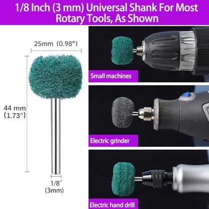100 PCS Abrasive Buffing Wheels for Dremel, Thickened Polishing Kit 1/8 Inch Shank for Rotary Tool Accessories, Polishing Wheel Set for Metal Rust Wood Glass Watch Brass - style: 100pcs abrasive wheels
