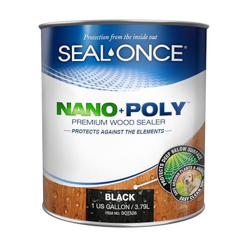 Seal-Once Nano+Poly Wood Sealer and Waterproofer, Black, 1 Gallon - color: Black, size: 1 Gallon