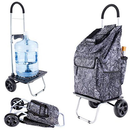 dbest products Bigger Trolley Dolly, Paisley Shopping Grocery Foldable Cart - color: Paisley