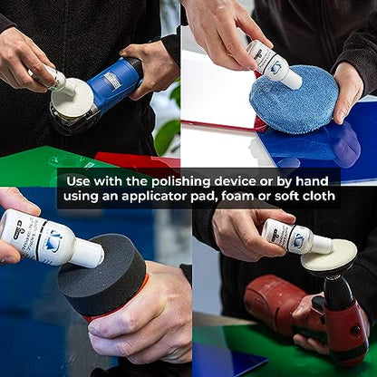 Glass Polish 1.7oz (50ml) Plastic & Acrylic Cutting Compound with Micro Abrasives for Professional Polishing - GP14011