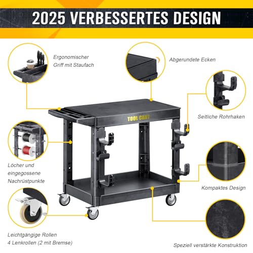Flat Top Utility Cart, 600LBS Capacity Heavy Duty Flat - color: Black