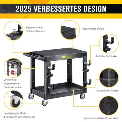 Flat Top Utility Cart, 600LBS Capacity Heavy Duty Flat - color: Black