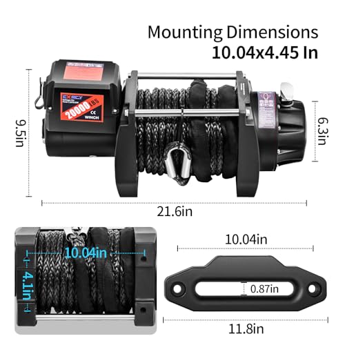 CXRCY 12V Electric Winch, 20000LB, Synthetic Rope - style: 20000LBS for truck SUV