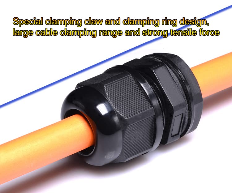 Fielect M32 Cable Gland 2 Holes Waterproof Nylon Joint Adjustable Locknut for 5-10mm Dia Wire 1Pcs - color: 2 15mm 32mm