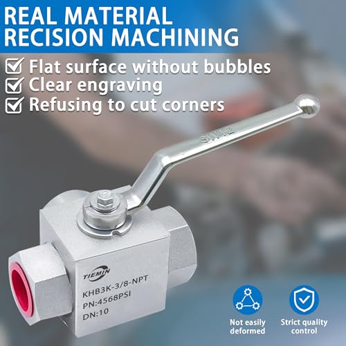 TieMin High Pressure Hydraulic Ball Valve 3/8"NPT, 3 Way Ball Valve, 3/8 Inch Hydraulic Valve 4568 PSI (315bar) Silvery. - color: 3/8" NPT, size: 3-Way