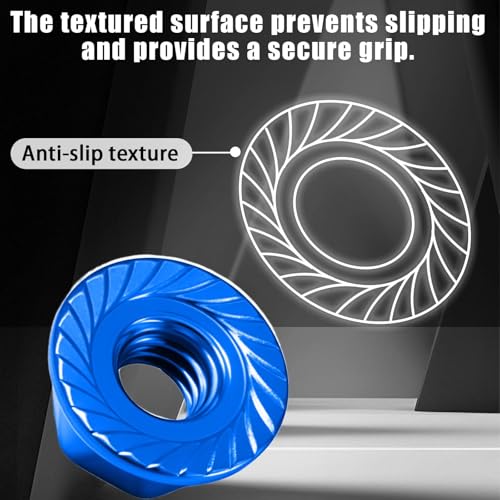 Flange M4 Lock Nuts Aluminum Alloy Serrated Nylon Self-Tightening M4 Wheel Hardware for Traxxas Redcat Arrma Axial HPI TLR ECX Model RC Car Crawler Truck Buggy Upgraded Parts, 4 Pcs - color: Dark Blue, size: 4Pcs