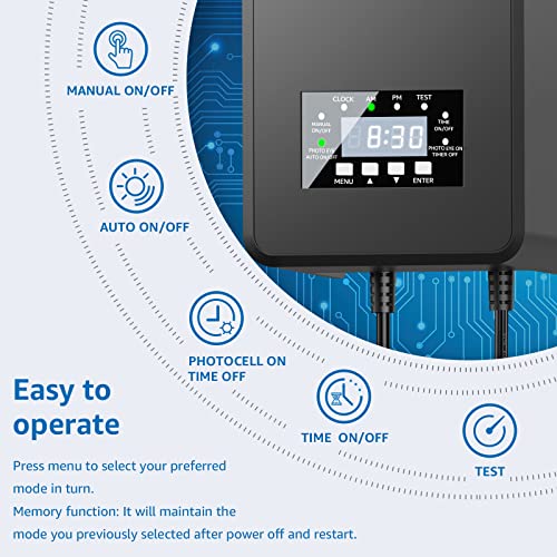 SUNVIE 300W Low Voltage Transformer Outdoor with Timer & Photocell Sensor