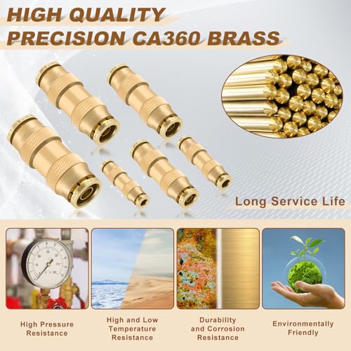 48PCS 6-Size Brass Dot Air Line Fitting Kit,1/8"-1/2" Straight Union - size: 1/4" + 3/8" + 5/16" + 5/32" + 1/8" + 1/2"