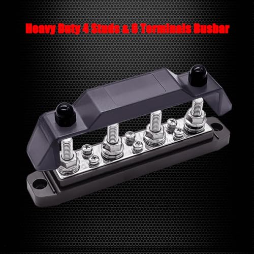 Ampper 4 x M8 Posts Power Distribution Block BusBar 6 M4 Screws, 6.3" Black - color: Black, size: 4M8+6M4